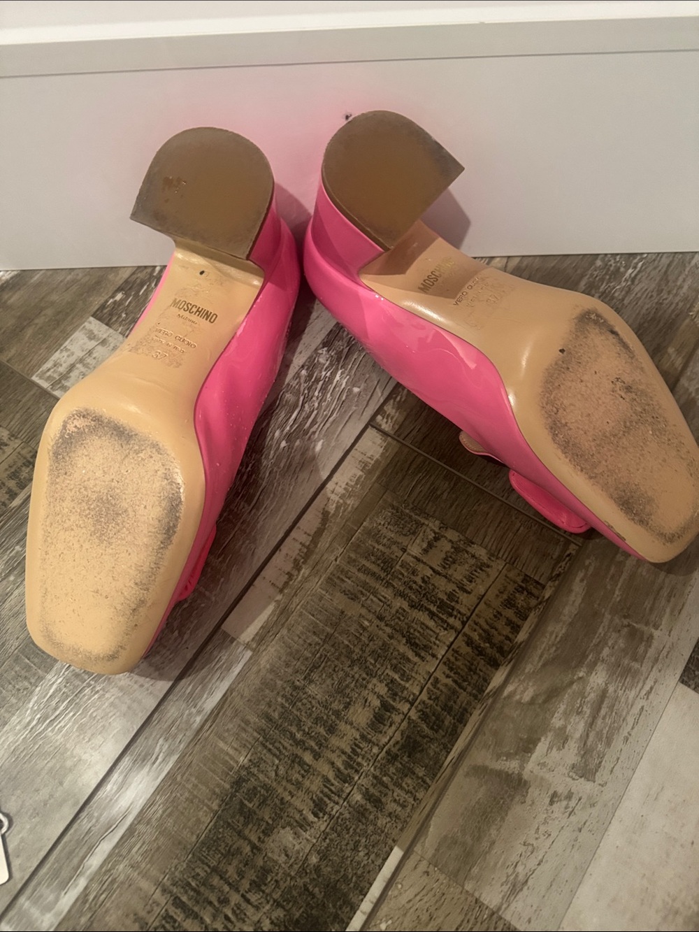 Moschino Bright Pink Patent Square-Toe Loafers - Picture 4 of 6